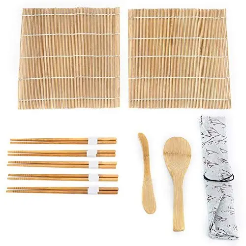 Produktbild: DIY Bambus Sushi Making Kit 2 Rollmatten 5 Paar Essstäbchen Reisverteiler Set