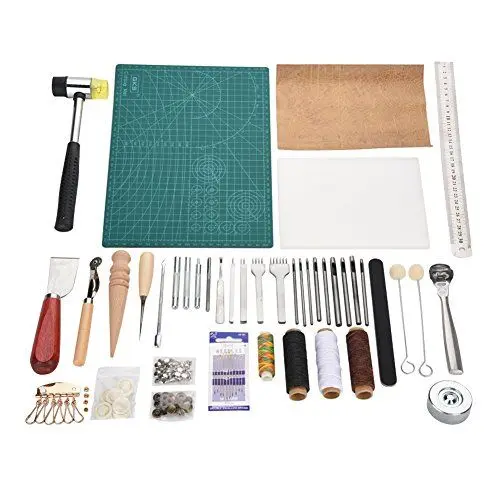 Produktbild: DIY Handgefertigte Lederwaren für Einsteiger, 42 Stücke Lederhandwerk Werkzeug, DIY Nähen Set, Punch Kit, Hand Nähen Werkzeuge, Ideal zum Nähen von Leder, Leinwand oder anderen Projekten.