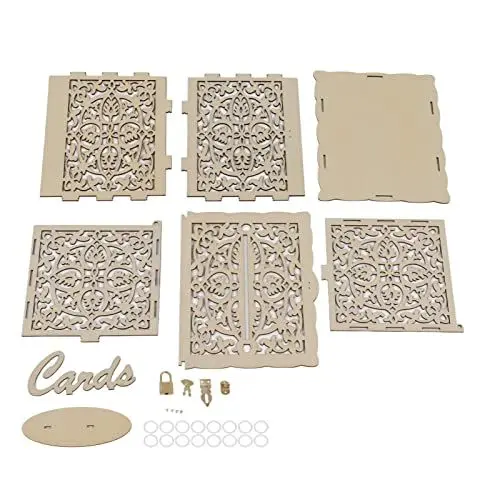 Produktbild: DIY Hohle Holzkiste, Kartenbox für Hochzeit, Hölzerne Hochzeitskartenbox, Geschenkkartenbox mit Schloss für Hochzeitsempfang, DIY Hochzeitsumschlag-Geldkartenbox für Party,(JM01319 Klein)