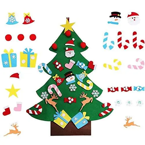 Produktbild: Ikruidy DIY Weihnachtsbaum 26 Stück Filz Weihnachtsbaum 3ft DIY Weihnachten Set Hängend Dekor für Kinder Weihnachten