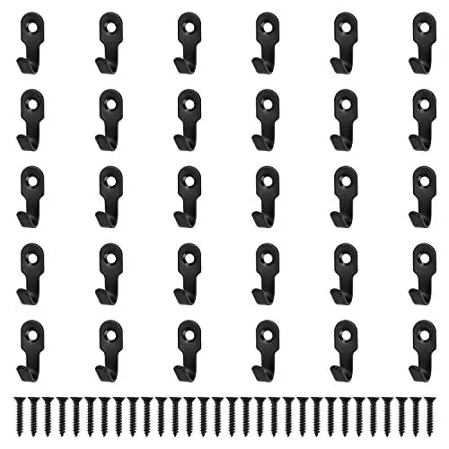 Produktbild: DIYCUT 30 Stück Kleine Haken zum Schrauben, Wandhaken Schwarz Edelstahl, 27 mm Badezimmer Haken mit Schrauben, Kleine Haken für Schlüsselbrett, für Küche, Wohnzimmer und Schlafzimmer