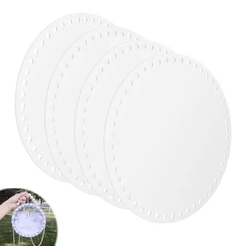 Produktbild: DIYCUT 4 Stück Taschenboden zum Häkeln, Acryl Korbboden zum Häkeln, 18 cm Durchmesser Boden für Häkelkorb, Robust und Langlebig für Handtaschen, Diy Korbflechten, Aufbewahrungskorb