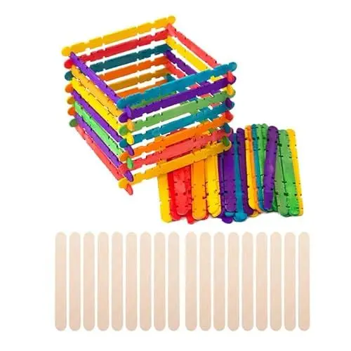 Produktbild: DIYEAH 100 Stück Eisstäbchen Aus Holz Zum Selbermachen Von Eis Am Stiel Bastelstäbchen Blanko Und Bunte Optionen Zum Backen Von Dekorationen