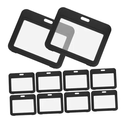 Produktbild: DIYEAH 10 Stück Vertikale Doppelseitige Ausweishalter Aus Pp-material Ausweishalter für Schlüsselbänder Brustkartenetui Sicherer Clip