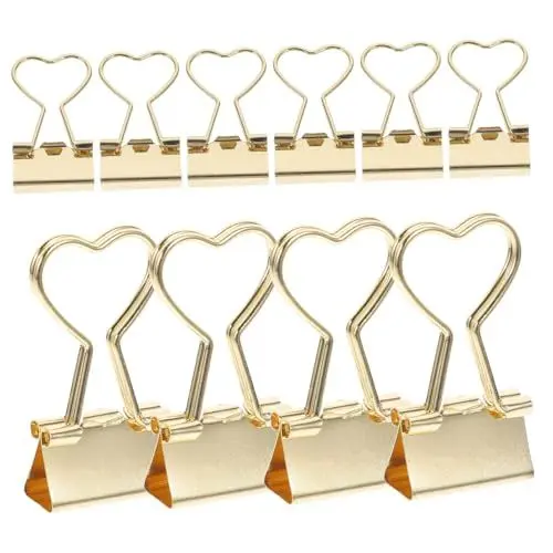 Produktbild: DIYEAH 10 Stück Binderclips für Rechnungen Mini-binderclips Goldene Herzform Büroklammern für Die Büroorganisation