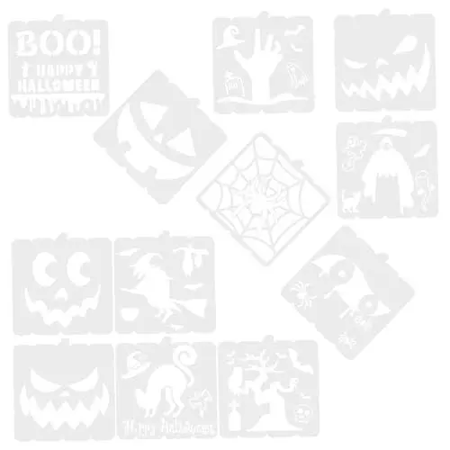 Produktbild: DIYEAH 12-teiliges Halloween-schablonen-set Wiederverwendbare Zeichenvorlagen Aus Kunststoff Für Kunstdekor Halloween-schablonen Geister Hexen