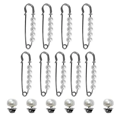 Produktbild: DIYEAH 15 Stück Perlen-Broschennadeln Zarte Anstecknadeln Hosen-Taillenspanner-Knopfnadeln Hutnadeln Wäschenadeln Pullover Schal Hutclips Dekorative Nadeln Für Blusen Kleider Mäntel