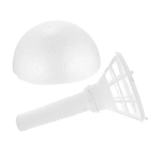 Produktbild: DIYEAH 1 Satz Halbkugelförmiger Behälter Brautblumenhalter Selber Machen Hochzeitsversorgung Griff Für Den Brautstrauß Blumensträuße Für Die Hochzeit Brautsträuße Griff Plastik Weiß