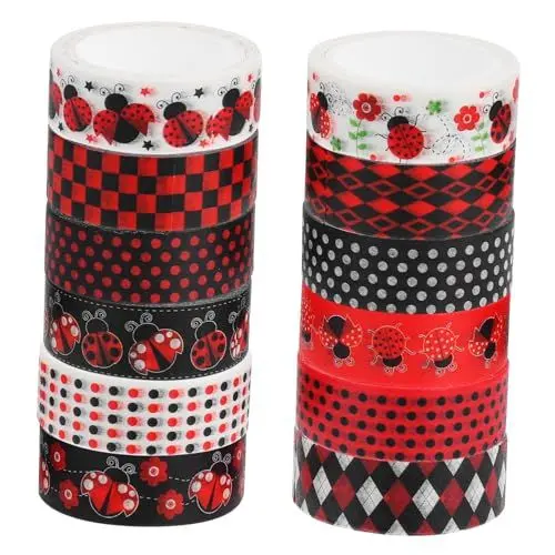 Produktbild: DIYEAH Marienkäfer-washi-tape 12 Rollen Dekorativer Klebstoff Für Scrapbooking Planer Journaling Basteln Verpacken