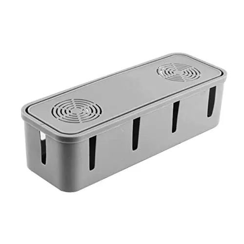 Produktbild: DIYEAH 1 Stück Kabelmanagement Box mit Steckdosen Organizer Graue Aufbewahrungsbox für Kabel und Netzteile für Schreibtisch und Haushalt Praktische Lösung zur Kabelversteckung