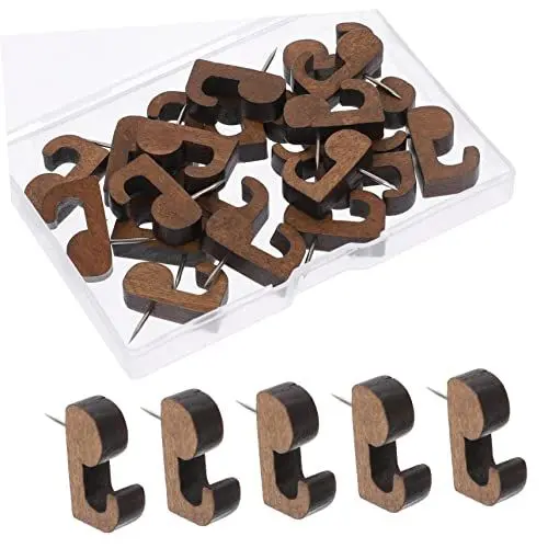 Produktbild: DIYEAH 20St Holzhaken Wandheftung Push-Pin-Wandhaken Reißnägel für Schwarzes Brett Mesh-Memohalter Pinnwand-Dekor büroartikel bürobedarf kleiderständer Stecknadel Reißnägel Haken hölzern