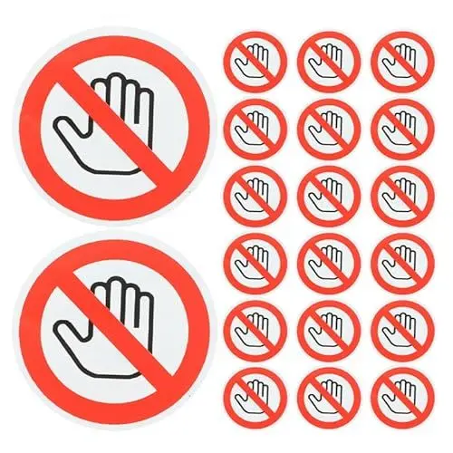 Produktbild: DIYEAH 20 Stück Aufkleber mit Sicherheitsschildern Warnaufkleber Etikett nicht berühren warnschild Verwenden Sie keinen Handaufkleber für die Wand Aufkleber für Glas nicht berühren rot