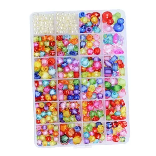 Produktbild: DIYEAH 24 Gitter-acrylperlen Für Jungen Und Mädchen Zur Schmuckherstellung Set Mit 500 Bunten Perlen Spielzeug Zum Basteln Von Armbändern Und Halsketten