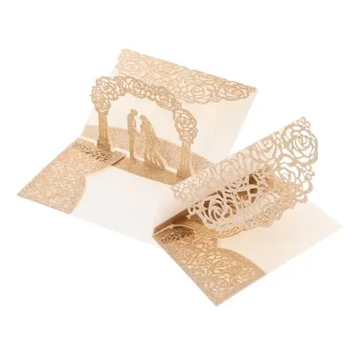 Produktbild: DIYEAH 2St Hochzeitseinladung Hochzeitskarten Einladungskarten Hochzeit Karten für Hochzeiten Glückwunschkarte zur Hochzeit Einladungskarten zur Hochzeit Glitzerpapier Rose Gold