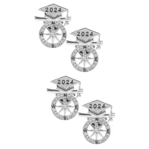 Produktbild: DIYEAH 2 Sätze Abschlussbrosche Metall-brosche Broschen Für Kleidung Graduierungsbrosche Dekorative Broschennadel Abschluss-hut-anstecknadel Abschluss-brosche Silver 2 Stück * 2