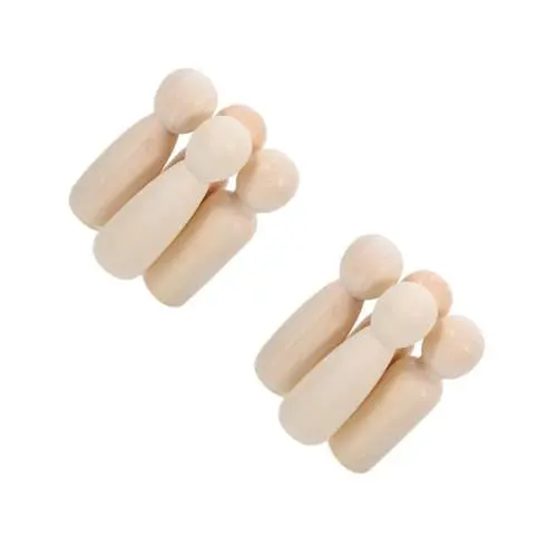 Produktbild: DIYEAH 2 Sätze Puppenspielzeug Aus Holz Holzspielzeug Holzpuppen Zum Bemalen Puppen Selber Gestalten Diy Miniatur- Unfertige Puppen Aus Holz Peg-puppen Beige 4 Stück * 2