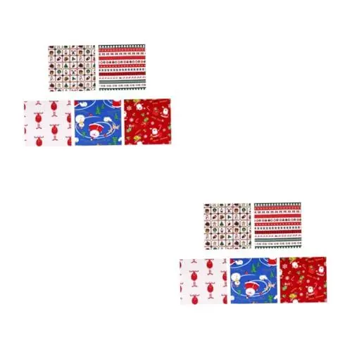 Produktbild: DIYEAH 2 Sätze Weihnachts-Patchwork Nähen Sieb Mikrofaser Tücher Baumwolle Steppmaterial Baumwollkleidung Patchwork-Tuch Quilten Von Patchwork Rot Stoff 5 Stück * 2