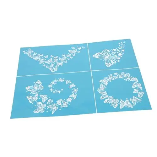 Produktbild: DIYEAH 2 Stück Siebdruck Schablone Schmetterlingsmuster Siebdruck Schablone Wiederverwendbare Mesh Transfer Schablone Siebdruck Schablone DIY Mesh Sieb Schablone DIY Transfer