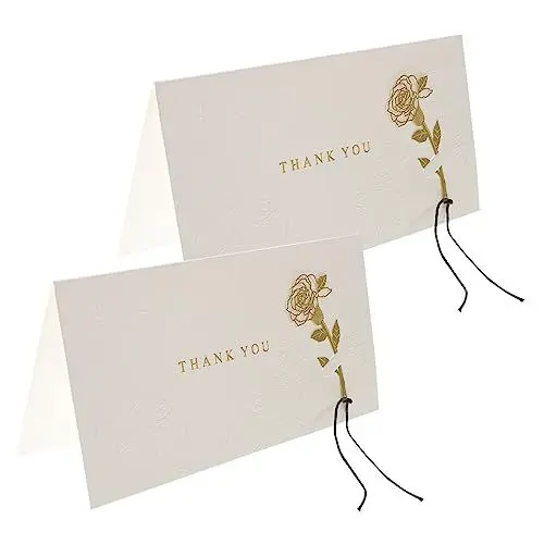 Produktbild: DIYEAH 2 Stück Heißgeprägte Dankeskarten Umschläge für Grußkarten Zum Hochzeitstag Getrocknete Blumen für Personalisierte Nachrichten