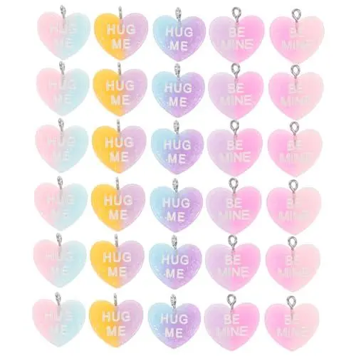 Produktbild: DIYEAH 30st Herzanhänger Schmuck Charms Zur Herstellung Von Armbändern Armband Herz Charme Harz
