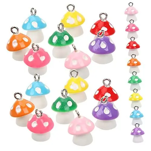Produktbild: DIYEAH 30st Pilz Diy Anhänger Neuheit Schmuck Charme Schlüsselanhänger Miniaturpilz Bastelzauber Perlen Zur Schmuckherstellung Pilz-schmuck-charme Armbänder Schmuck Armband Schmecken Harz