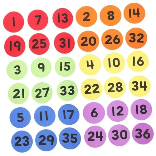 Produktbild: DIYEAH Helle Und Sichere Runde Bodenaufkleber Aus Nylon – 36 Bögen Kindermatte Für Schule Und Zuhause