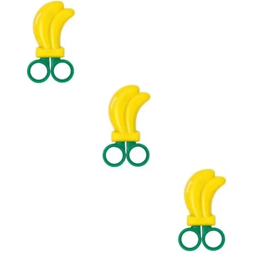 Produktbild: DIYEAH 3St Edelstahlschere Sicherheitsschere für Kinder Fruchtförmige Schere Kindersicherheitsschere kinder schneidemesser kinder heckenschere kinder sicherheitsschere Schulbedarf Yellow