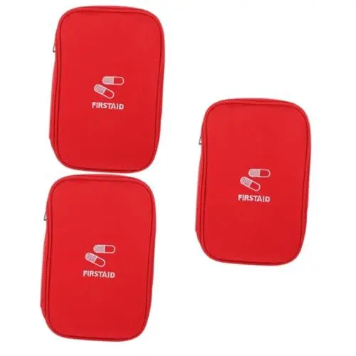 Produktbild: DIYEAH 3St Erste-Hilfe-Kasten wundversorgung medical kit reisezubehör Erste-Hilfe-Set Reise-Notfall-Kit Medikamententasche Tasche für Kleinigkeiten im Haushalt Oxford-Stoff rot