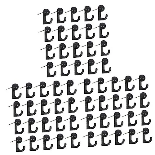 Produktbild: DIYEAH 3 Sätze Haken Reißzwecke Korkbretthaken Schwerer Stoß Pin-kleiderbügel Reißzwecken Für Wandbehänge Flache Reißnägel Werkzeugaufhänger Nageldekor Legierung Black 50 Stück * 3