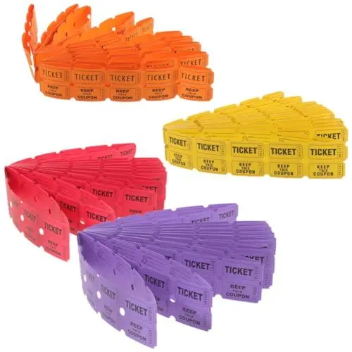 Produktbild: DIYEAH 400 Stück Tombola-Lose Mit Perforationen Und Aufeinanderfolgenden Losrollen In Farbigen Tombola-Losebögen Für Veranstaltungen Karneval Getränke Mit Hauptpreisen