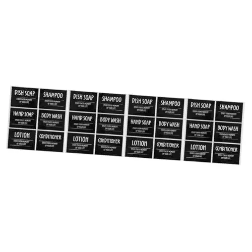 Produktbild: DIYEAH 4 Blatt Badezimmer Badeetiketten Duschgel Spender Etiketten Organisationsetiketten Wasserdichte Flaschenetiketten Minimalistische Badezimmer Etiketten Lotion Creme