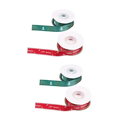 Produktbild: DIYEAH 4 Rollen Weihnachts Bedrucktes Weihnachtsband Verpackungsband Drahtband Bänder Zur Schleifenherstellung Geschenkbänder Geschenkband Partybänder Zierband Polyester