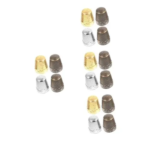 Produktbild: DIYEAH 4 Sätze Näh Häkelzubehör Kreuzstich Zubehör Stickzubehör Fingerhüte Für Handstickerei Strick Fingerhüte Näh Fingerhüte Aus Metall 4 Stück * 4