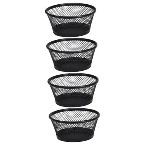 Produktbild: DIYEAH 4 Stück Büroklammer-Aufbewahrungseimer Netz-Büroklammerspender Papierklammerhalter Mesh-Stift schwarze Reißnägel Halter für Büroklammern Büroklammerhalter Schmiedeeisen Black