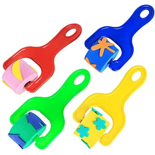 Produktbild: DIYEAH 4 Stück Malschwammpinsel Farbschwämme Kinder-Graffiti-Walzen lustige Rolle Mini-Farbroller Kinder bastelset basteln für Kinder Zeichenbedarf für Kinder tragbare Malstempel Eva