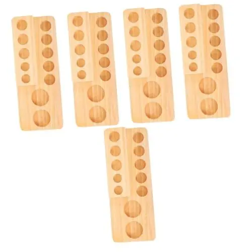 Produktbild: DIYEAH 5 Stück Holz Lagerregal Farbflaschenhalter Farbhalter Multi Slot Flaschenständer Rundes Tablett Für Ätherisches Öl Ätherisches Öl Flaschenhalter Nagelöl Flaschenhalter