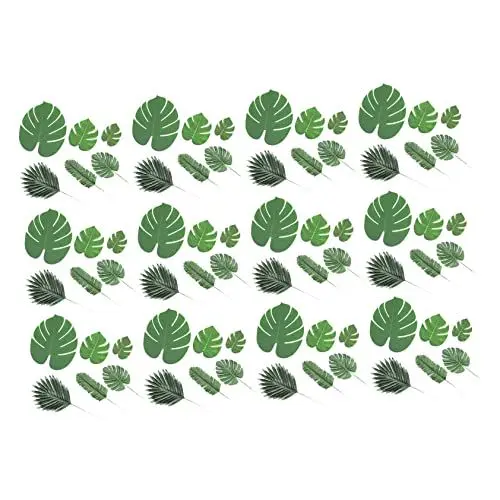 Produktbild: DIYEAH 60st Simuliertes Schildkrötenblatt Künstliches Monstera-Blatt Hawaiianische Partydekoration Wohnkultur Dekore Mit Künstlichen Blättern Haushalt Gefälschte Blätter Plastik