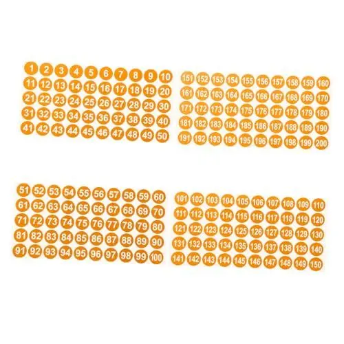Produktbild: DIYEAH Zahlenaufkleber 1-200 Rund Digital 8 Blatt Packung Zur Aufbewahrungsorganisation