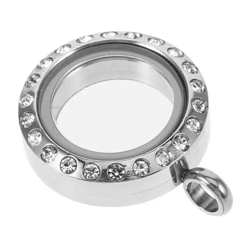 Produktbild: DIYEAH Gawu-box-anhänger Fotorahmen-halskette Schmückt Vielseitige Halskettenanhänger Runde Halsketten-fotorahmen Medaillonring Aus Edelstahl Schwebendes Medaillon Rostfreier Stahl Silver
