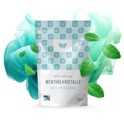 Produktbild: DIYer® 100g Mentholkristalle im praktischen Zipper Beutel - zertifizierte Premium Qualität aus 100% reinem Minzöl - Ideal als Sauna Aufgussmittel - Eiskristalle - Ideales Sauna Zubehör