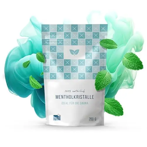 Produktbild: DIYer® 200g Mentholkristalle im praktischen Zipper Beutel - zertifizierte Premium Qualität aus 100% reinem Minzöl - Ideal als Sauna Aufgussmittel - Eiskristalle - Ideales Sauna Zubehör