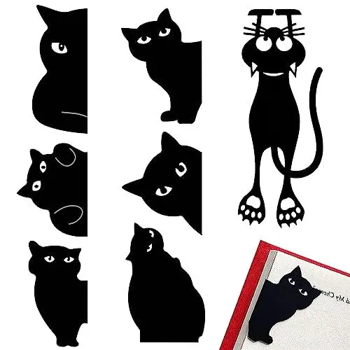 Produktbild: Diyxisk Magnetic Bookmarks for Book Lovers,6 Pieces Cute Cat Bookmark Clips, Magnetic Page Clips Bookmarks, Student Stationery Reading Accessories,Perfect Gift for Book Lovers (Black)
