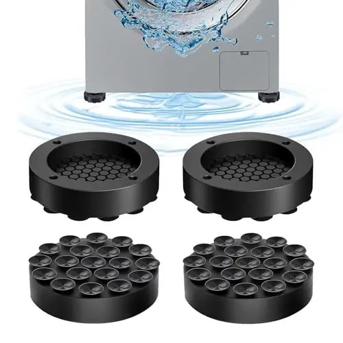 Produktbild: Diyxisk Schwingungsdämpfer, 4 Stücke Universal Vibrationsdämpfer, Rutschfest Waschmaschinen Antivibrationsmatte, zur Stabilisierung von Waschmaschinen und Trocknern (Schwarz)