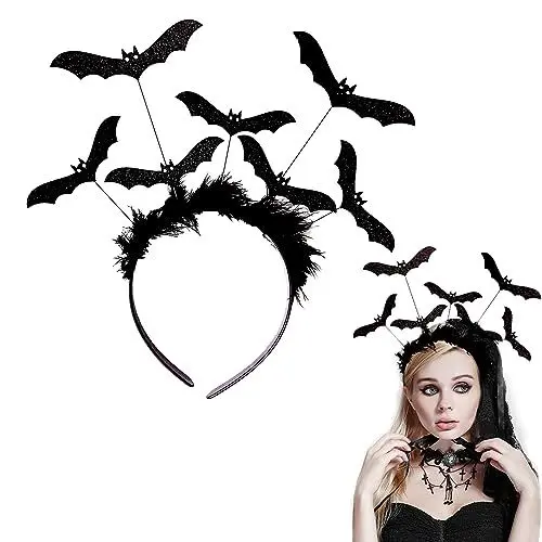 Produktbild: Diyxisk Vampir Spinne Fledermaus Haarreifen, Stück Halloween Haarreif, Vampir Kostüm mit Fledermaus Haarreif, Unisex Schwarz Fledermäusen Haarreif, Geeignet für Erwachsene und Kinder, 25 * 25 cm