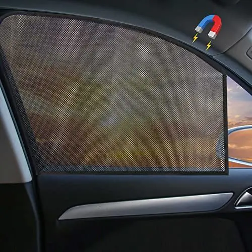 Produktbild: DIZA100 Car Front Window Shades, 2 Pack Car Sun Shade für Fahrer, magnetische Fenster Vorhang Block Sonne/UV-Strahlen, sehen durch Mesh Sun Shades für Universal Cars -64x50cm
