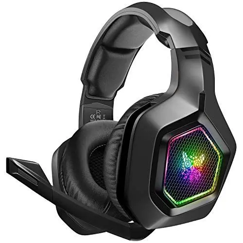 Produktbild: DIZA100 Gaming Headset für PS4 PC PS5 Xbox One, PS4 Headset mit Mikrofon & RGB-Licht, ONIKUMA Gaming Kopfhörer 3.5mm Surround Sound Headset für Switch Laptop Mac