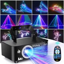 Produktbild: DJ Discolicht Partylicht, 3D RGB Animation Disco Licht mit Fernbedienung, DJ Party Lichter mit DMX, Musik Sound Activated Beam Effekt Bühnenlicht für Party Festival Club Bühne Beleuchtung Show