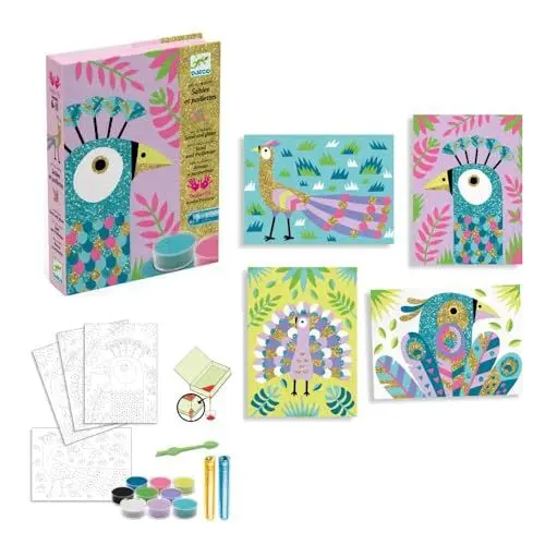 Produktbild: Djeco DJ08663 Kreativ Set Sandbilder Dazzling Birds mit Glitzersand, 6y+, Multicolour