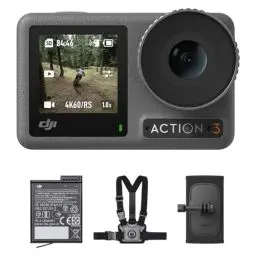 Produktbild: DJI Osmo Action 3 Outdoor Combo - 4K/120fps Action-Cam mit Brust- und Rucksackhalterung zum Wandern und Radfahren, superweites Sichtfeld, HorizonSteady, kältebeständig & 320 min Laufzeit mit 2 Akkus