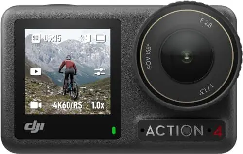 Produktbild: DJI Osmo Action 4 Standard-Combo – 4K/120fps wasserdichte Action-Kamera mit einem 1/1,3-Zoll-Sensor, atemberaubende Low-Light-Aufnahmen, 10-Bit- und D-Log M-Farbleistung, langlebiger 1.770 mAh-Akku